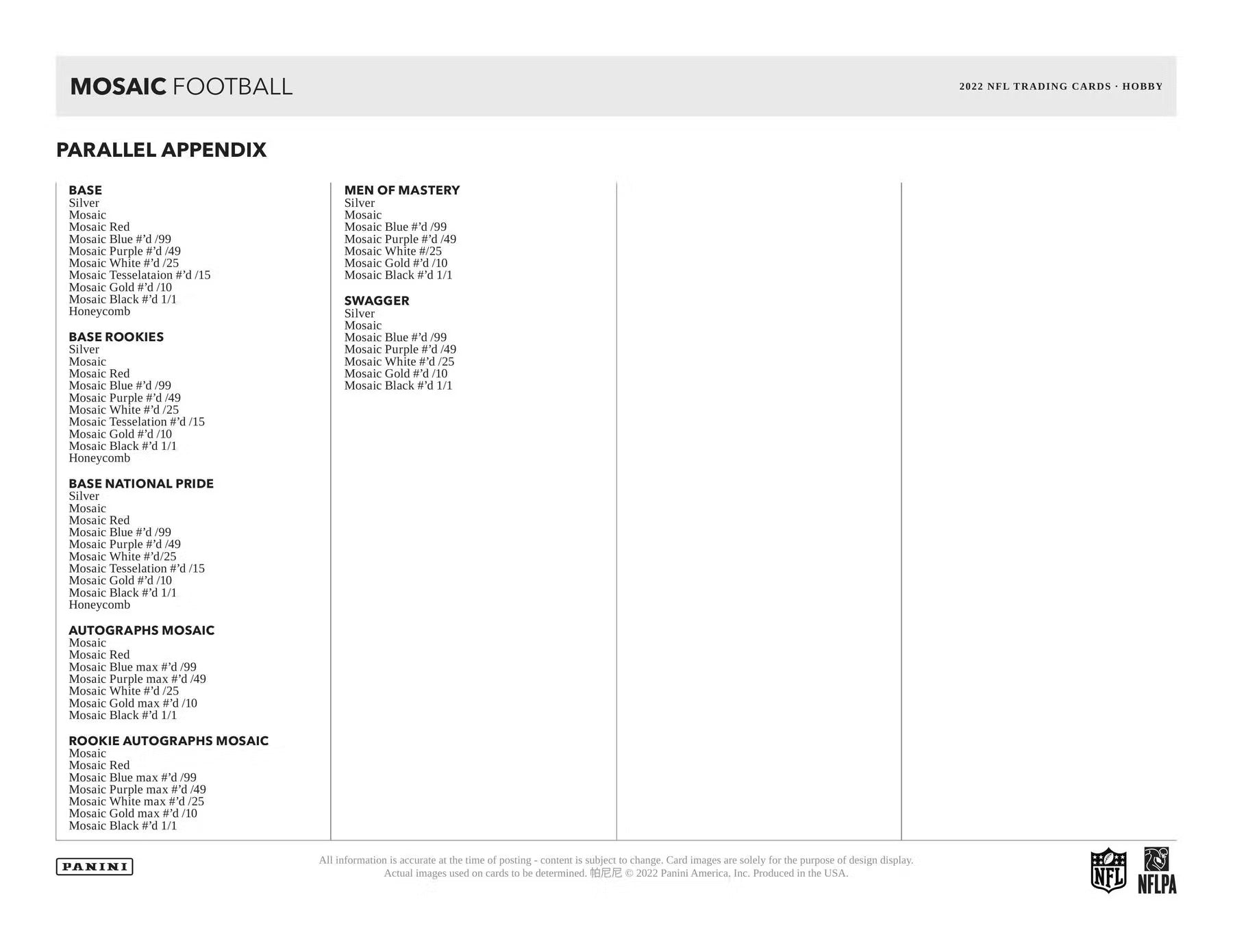 2022 Panini Mosaic Football Hobby Box - 1st Off The Line Random